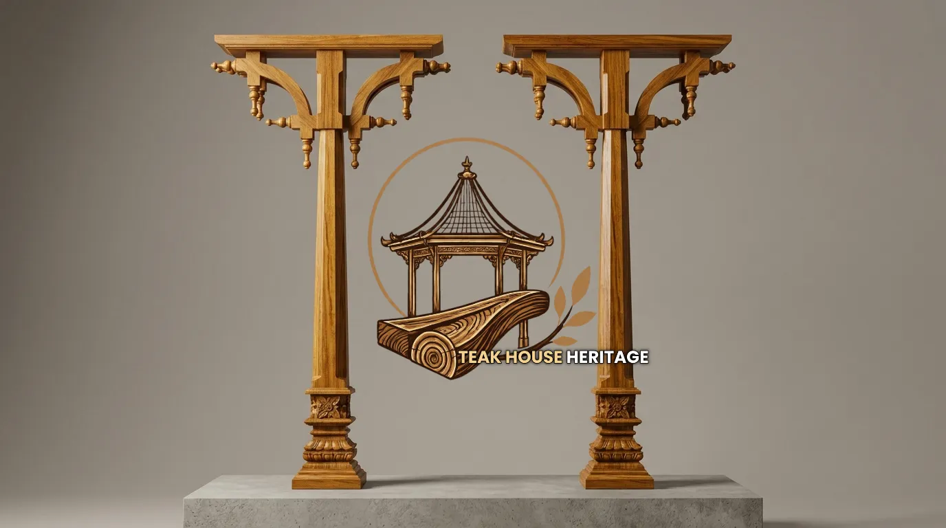 Pendant Braced Solid Teak Wood Soko Support Columns
